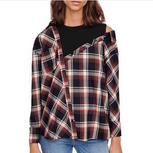 Maje Plaid Off-Shoulder Women Top size XSmall